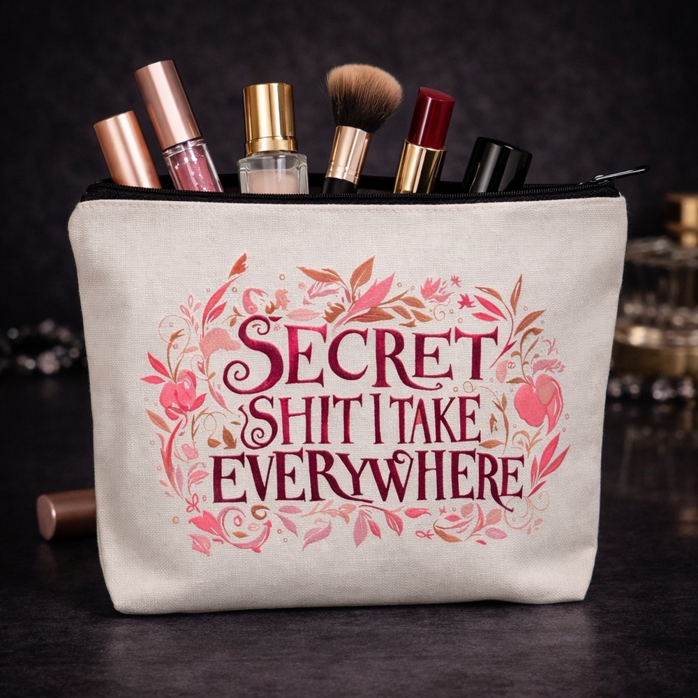 Secret Shit I Take Everywhere Makeup Bag | Funny Cosmetic Pouch |‎ Bag Only